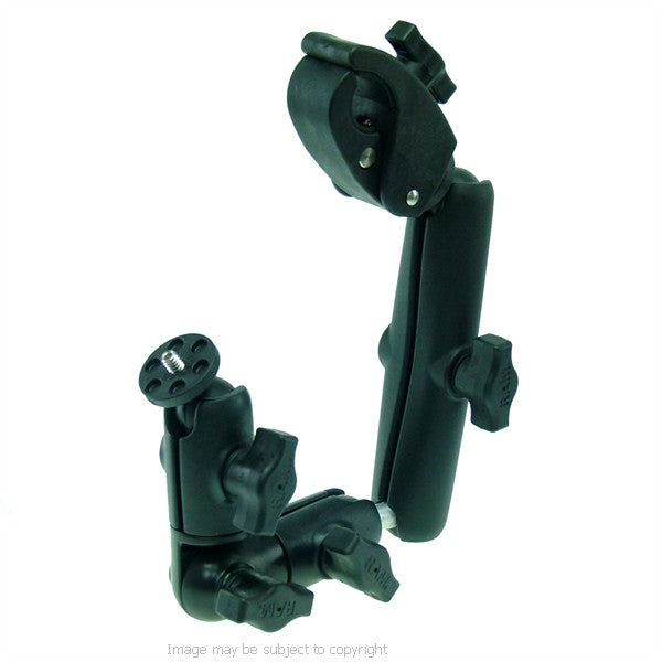 Wheelchair Rail - Tube Mount with Extension and Double Socket Swivel Arm to Camera - Camcorder Base (sku 21714)