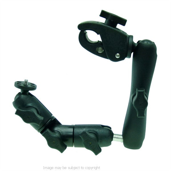 Wheelchair Rail - Tube Mount with Extension and Double Socket Swivel Arm to Camera - Camcorder Base (sku 21714)