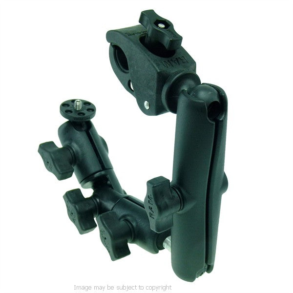 Wheelchair Rail - Tube Mount with Extension and Double Socket Swivel Arm to Camera - Camcorder Base (sku 21714)