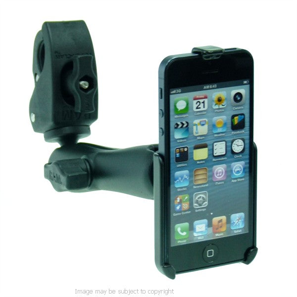 RAM Model Specific Cradle for iPhone 5 with Long Double Socket Arm and 1" Rubber Ball Small Tough Claw Wheelchair Mount (sku 21728)