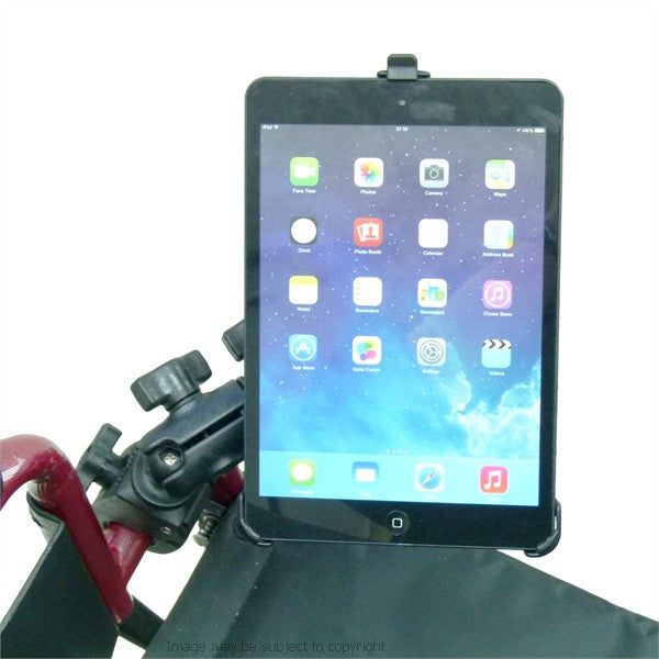 Wheelchair Rail - Tube Mount with Double Socket Swivel Arm for iPad mini 3. (sku 21751)
