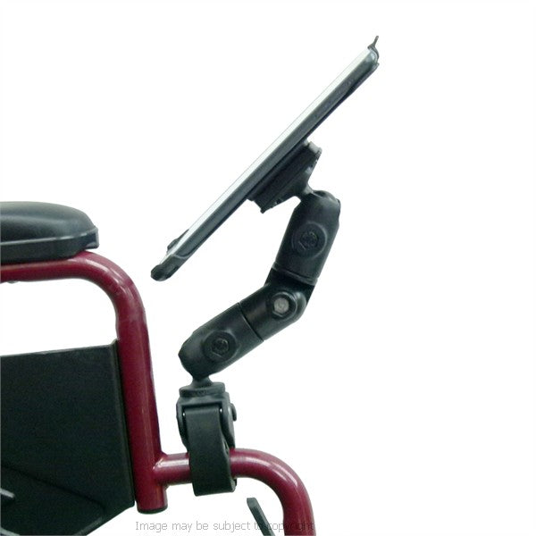 Wheelchair Rail - Tube Mount with Double Socket Swivel Arm for iPad mini 2. (sku 21750)