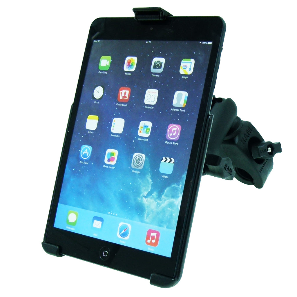 RAM Model Specific Cradle for iPad mini 3 with Long Double Socket Arm &amp; 1" Rubber Ball Small Tough Claw Wheelchair Mount (sku 21754)