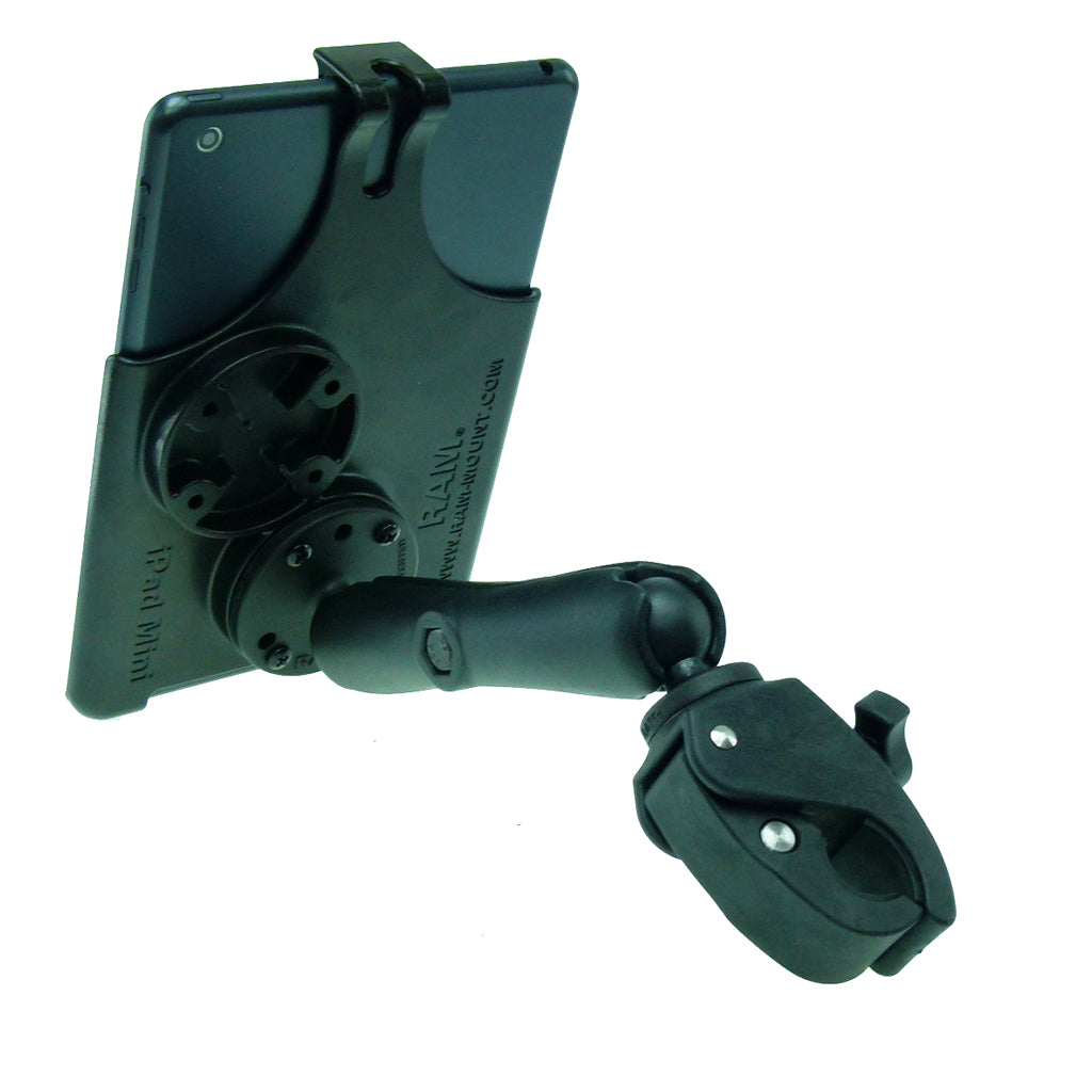 RAM Model Specific Cradle for iPad mini 2 with Long Double Socket Arm &amp; 1" Rubber Ball Small Tough Claw Wheelchair Mount (sku 21753)