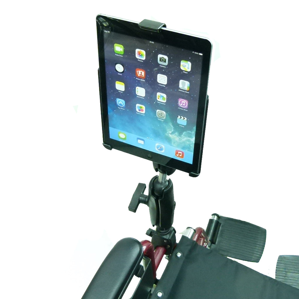 Wheelchair Rail &amp; Tube Mount with Extension &amp; Model Specific iPad Air 2 Cradle (sku 21783)