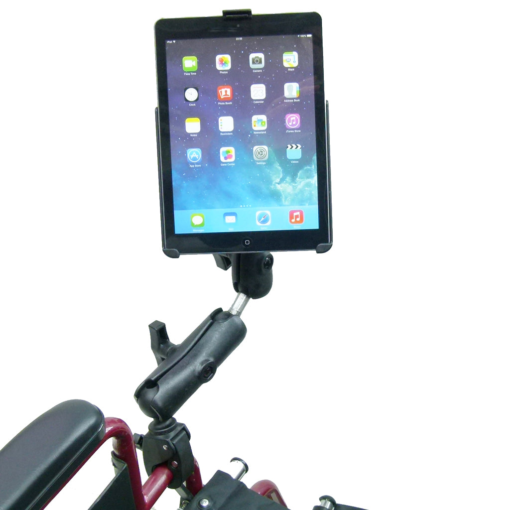 Wheelchair Rail &amp; Tube Mount with Extension &amp; Model Specific iPad Air 2 Cradle (sku 21783)
