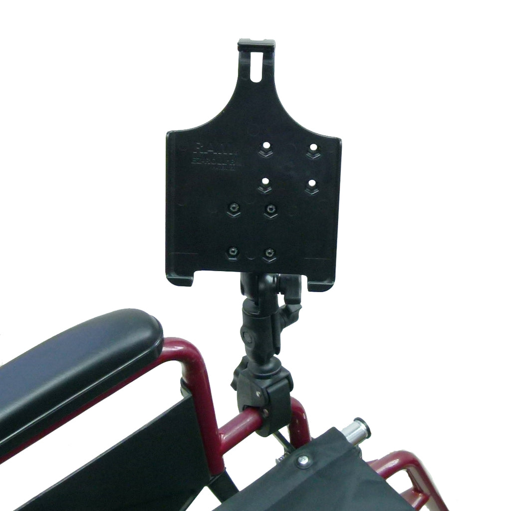 Wheelchair Rail &amp; Tube Mount with Double Swivel Arm &amp; Model Specific iPad mini 2 Cradle (sku 21781)