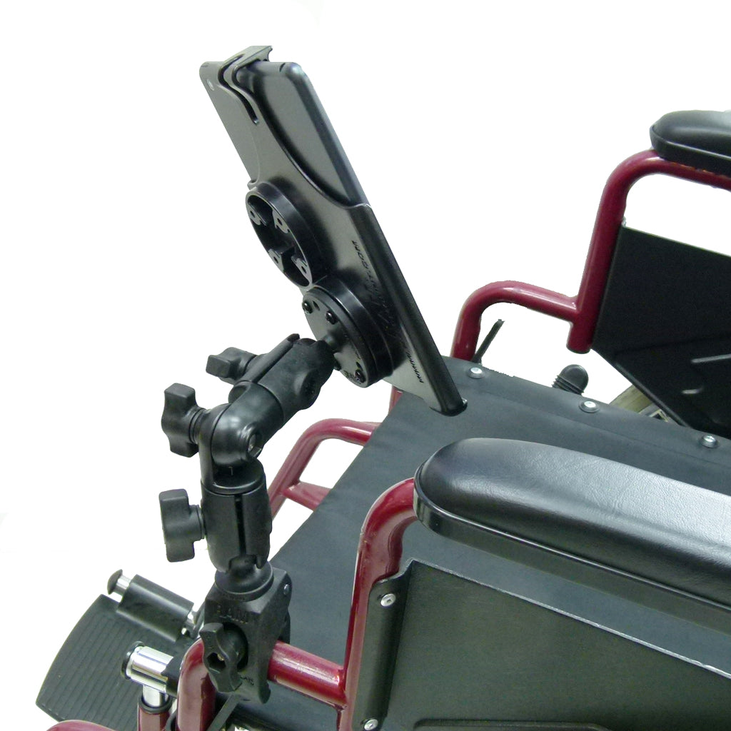 Wheelchair Rail &amp; Tube Mount with Double Swivel Arm &amp; Model Specific iPad mini 2 Cradle (sku 21781)