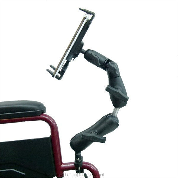 Wheelchair Rail and Tube Mount with Extension and Tablet Holder for Samsung Galaxy Note 10.1 2014 (sku 21788)