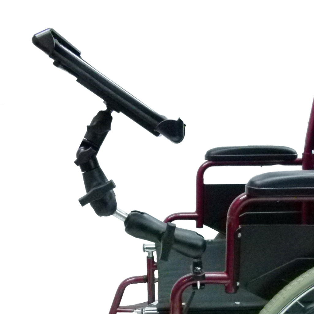 Wheelchair Rail - Tube Mount with Extension &amp; Tablet Holder for Apple iPad 2 (sku 21790)