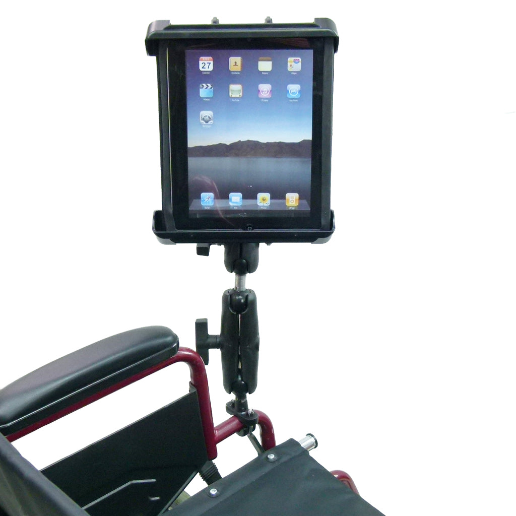 Wheelchair Rail - Tube Mount with Extension &amp; Tablet Holder for Amazon Fire HD 10.1" (sku 33051)