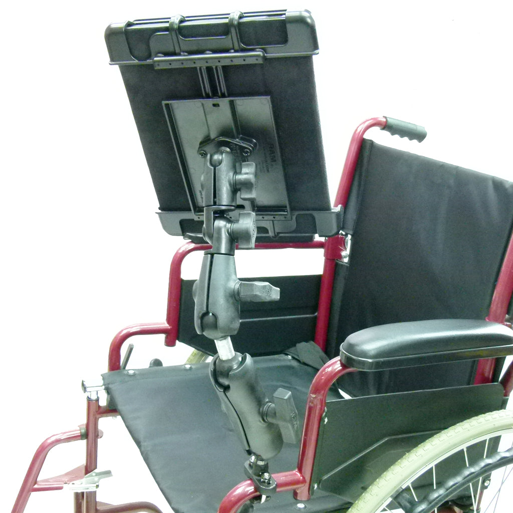 Wheelchair Rail - Tube Mount with Extension &amp; Tablet Holder for Apple iPad 2 (sku 21790)