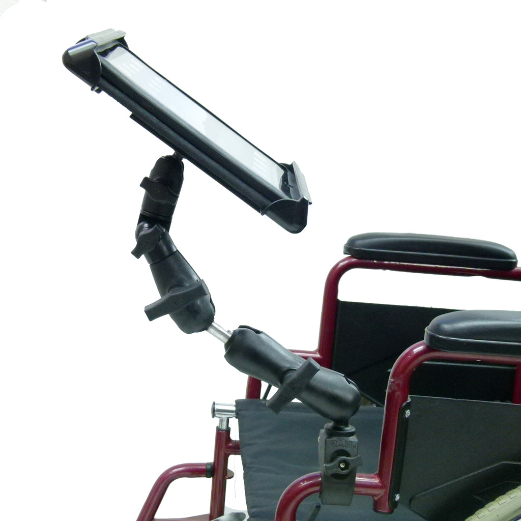 Wheelchair Rail - Tube Mount with Extension &amp; Tablet Holder for Amazon FIRE HD 10.1" (sku 33050)