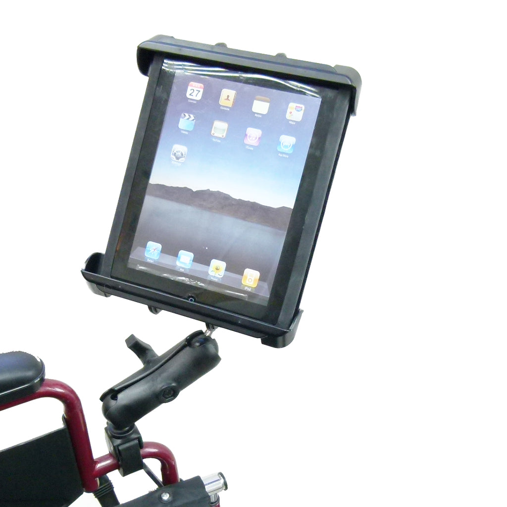Wheelchair Rail - Tube Mount with Extension &amp; Tablet Holder for Apple iPad 3 (sku 21796)