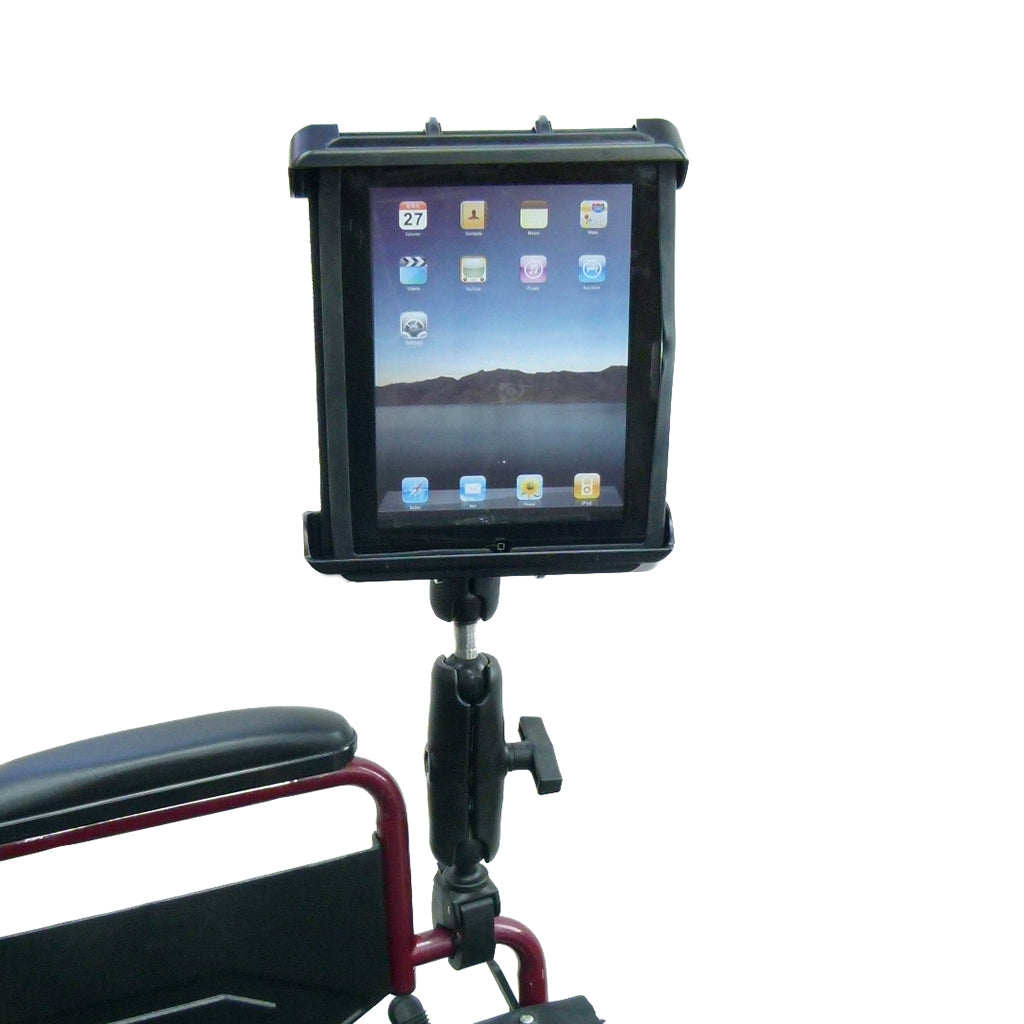Wheelchair Rail - Tube Mount with Extension &amp; Tablet Holder for Apple iPad 2 (sku 21795)