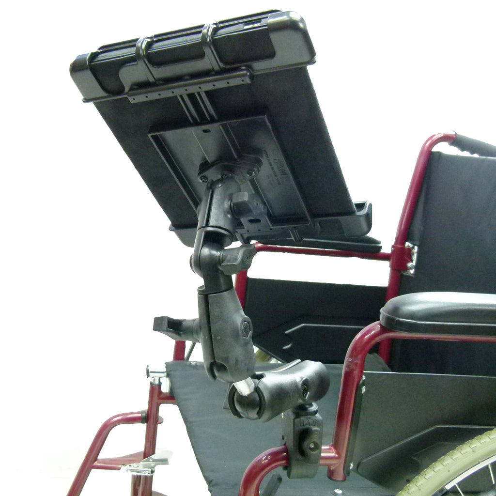 Wheelchair Rail - Tube Mount with Extension &amp; Tablet Holder for Apple iPad 4th Gen (sku 21797)
