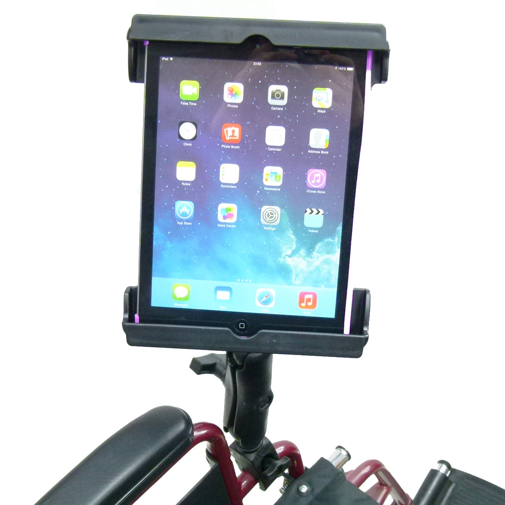 Wheelchair Rail - Tube Mount with Extension &amp; Tablet Holder for Apple iPad Air 2 (sku 21799)