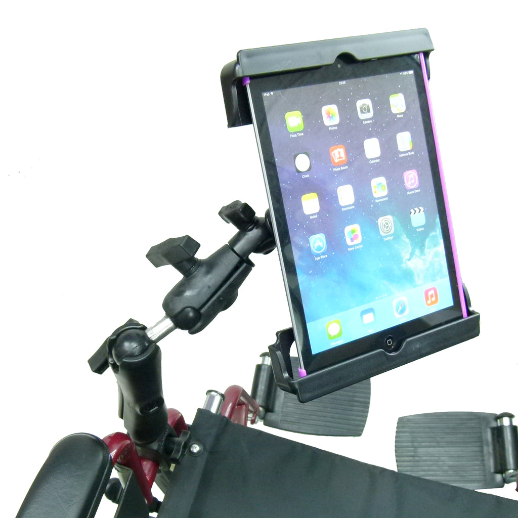 Wheelchair Rail - Tube Mount with Extension &amp; Tablet Holder for Apple iPad Air 2 (sku 21799)