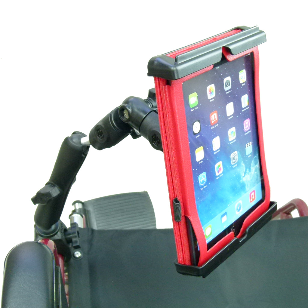 Wheelchair Rail - Tube Mount with Extension &amp; Tablet Holder for Apple iPad Mini 4 (sku 33201)