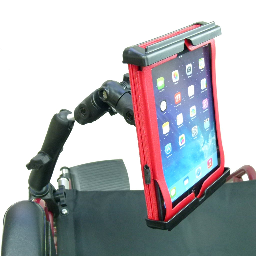 Wheelchair Rail - Tube Mount with Extension &amp; Tablet Holder for Apple iPad Mini 2019 (sku 50612) - BuyBits Ltd UK