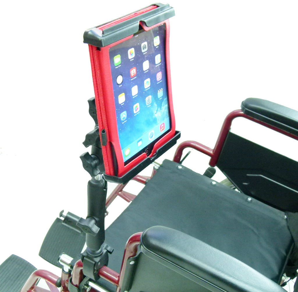 Wheelchair Rail - Tube Mount with Extension &amp; Tablet Holder for Apple iPad Mini 4 (sku 33201)