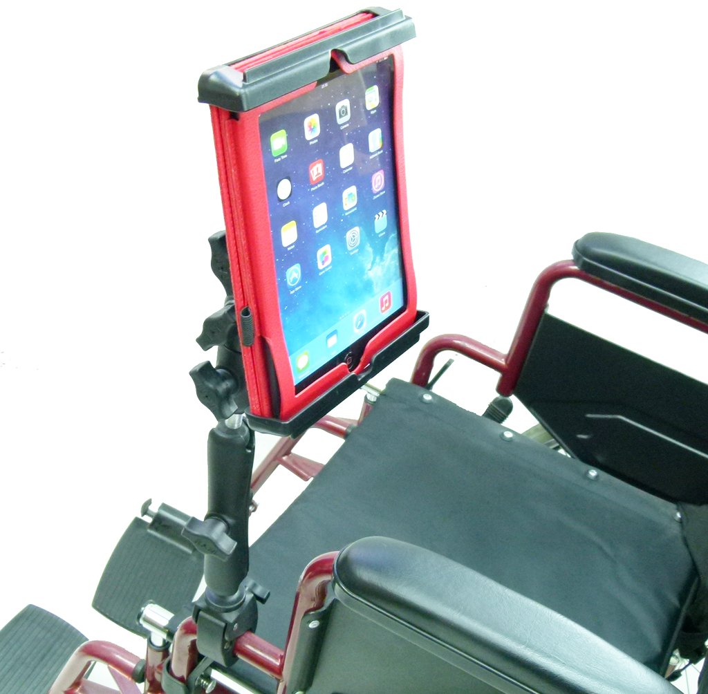 Wheelchair Rail - Tube Mount with Extension &amp; Tablet Holder for Apple iPad Mini 2019 (sku 50612) - BuyBits Ltd UK