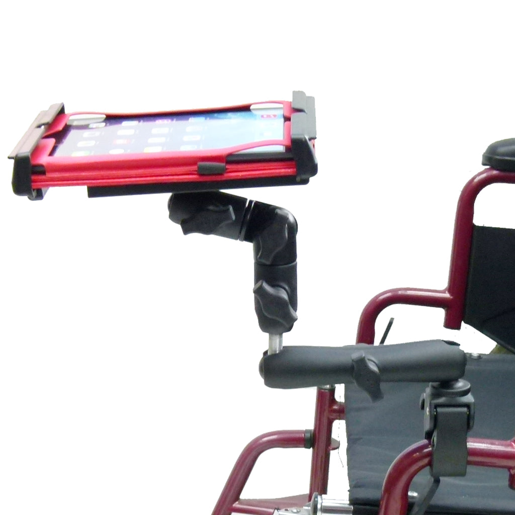 Wheelchair Rail - Tube Mount with Extension &amp; Tablet Holder for Apple iPad Mini (sku 30747)