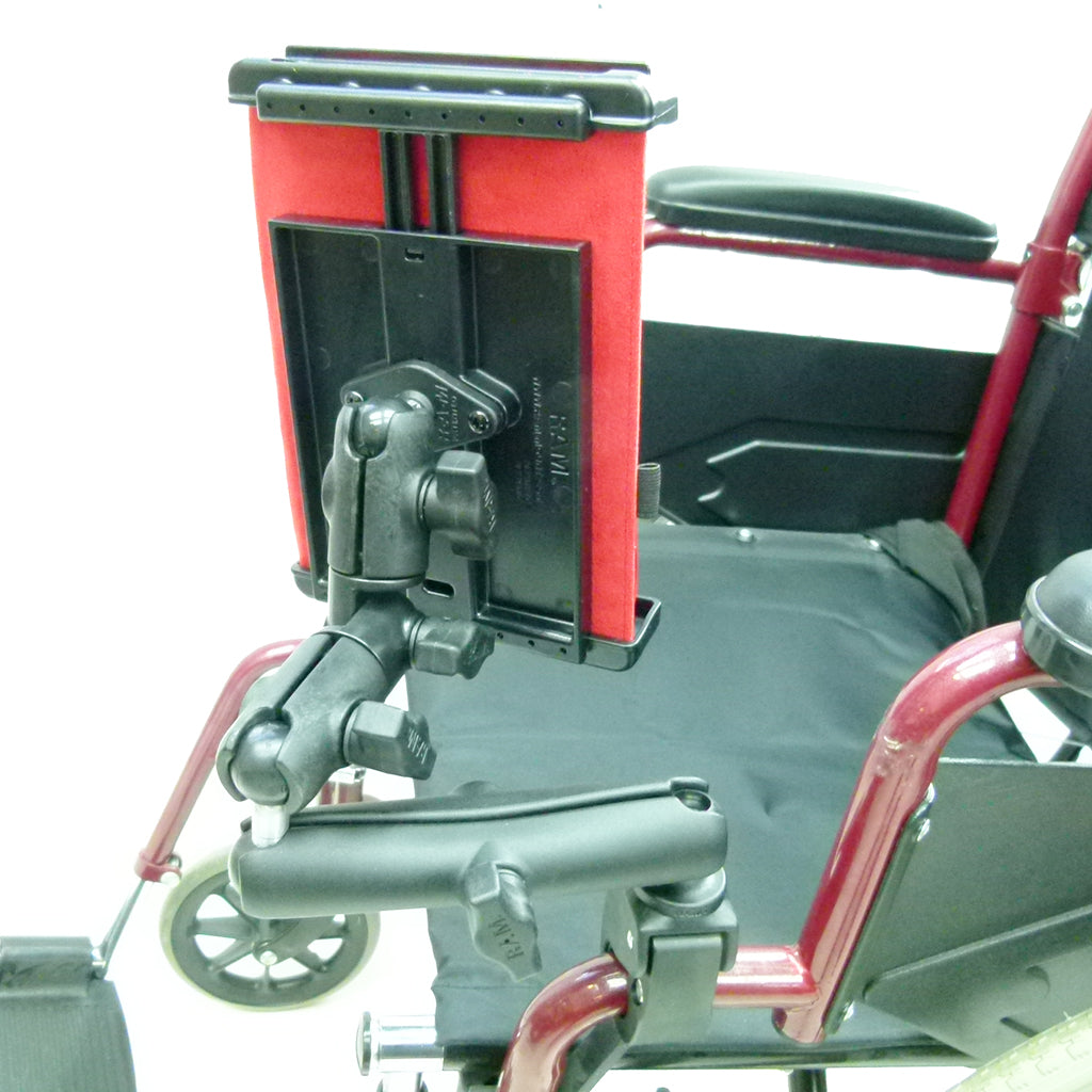 Wheelchair Rail - Tube Mount with Extension &amp; Tablet Holder for Apple iPad Mini (sku 30747)