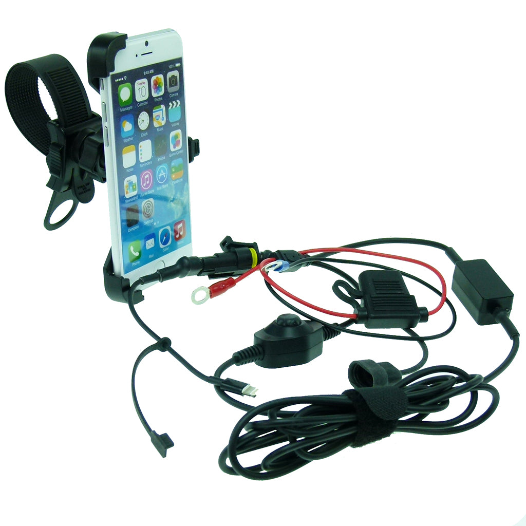 High Power Hardwire Locking Strap Bike Motorcycle Handlebar Mount for iPhone 6S (sku 32113)