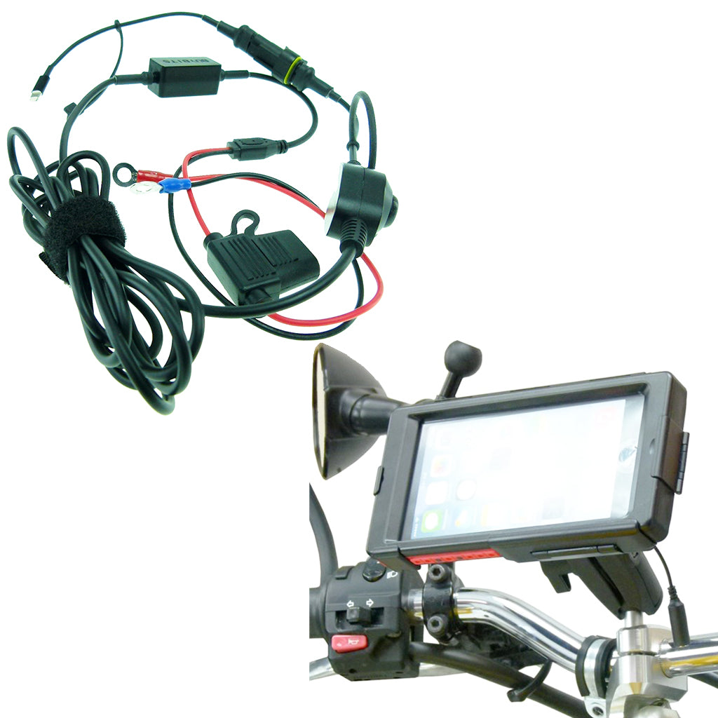 High Power Hardwire TiGRA BikeCONSOLE Waterproof Case with Extended M8 Motorcycle Mount for iPhone 6S PLUS 5.5 (sku 32825)