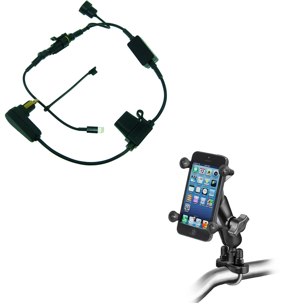 High Power Hella - DIN Double Socket Arm U-Bolt Handlebar Bike Mount for iPhone X (sku 44464)