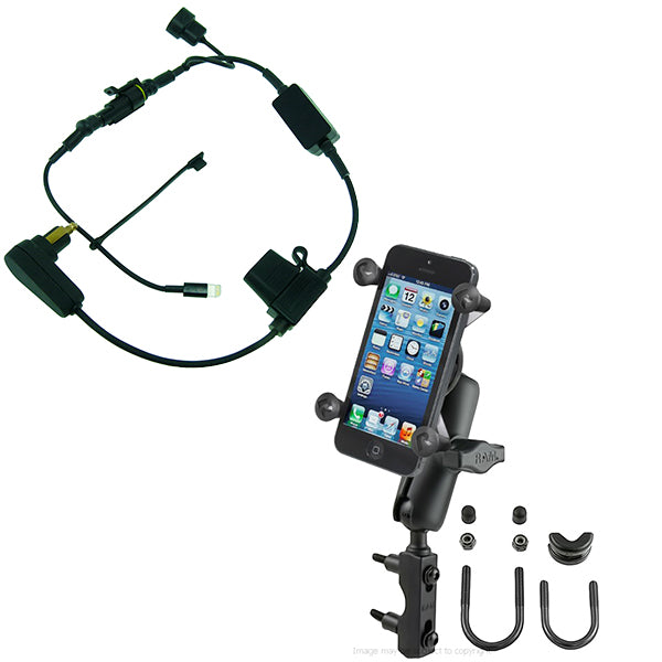 High Power Hella - DIN Brake - Clutch U-Bolt Motorcycle Mount Bundle with Holder for iPhone 6S Plus 5.5 (sku 32754)