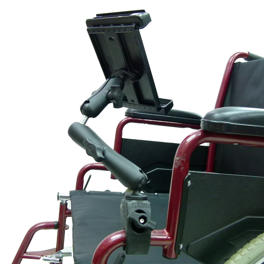 Wheelchair Rail - Tube Mount with Extension &amp; Tablet Holder for Nexus 7 (sku 30604)