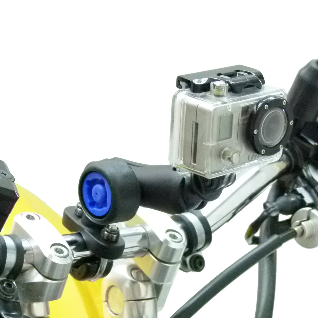U-Bolt 1 inch Ball Handlebar Mount with Security Pin-Lock Sandard Double Socket Arm and GoPro Hero Camera Adapter (sku 30629)