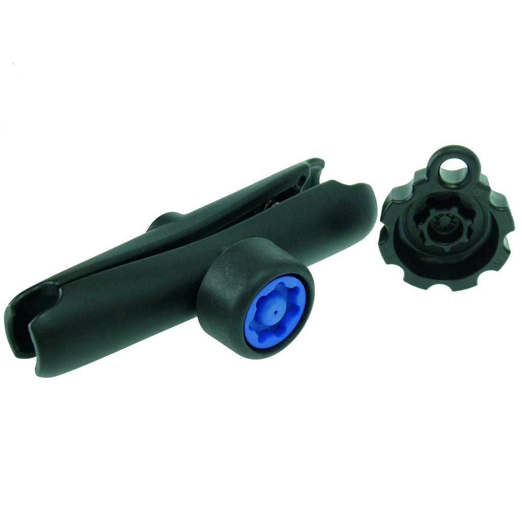 Handlebar U-Bolt 1inch Ball Mount with Security Pin-Lock Long Double Arm and Custom GoPro Hero Adapter. (sku 30642)