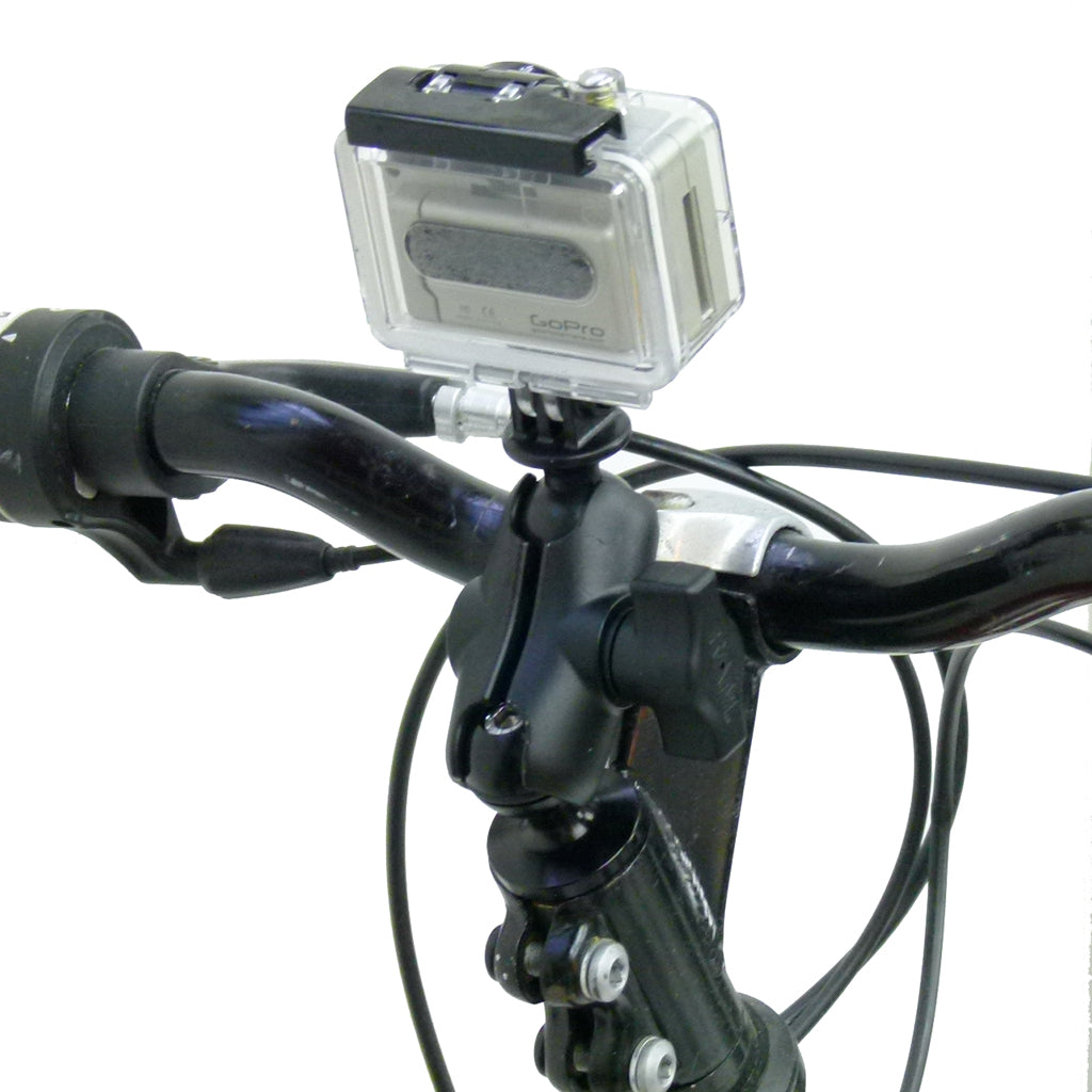Bicycle 1inch Ball Head Stem Mount with Short Double Socket Arm and GoPro Hero Camera Adapter (sku 30645)
