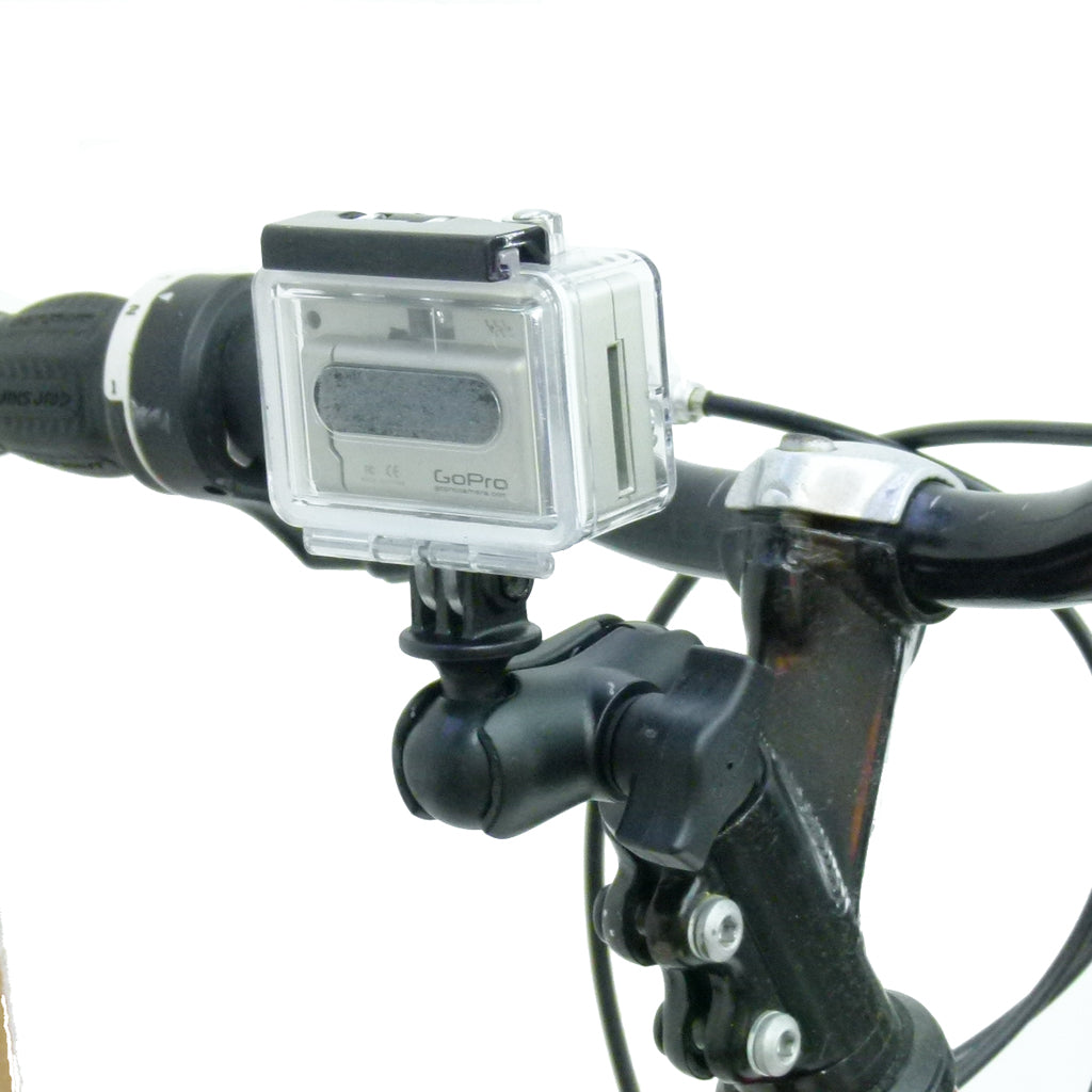 Bicycle 1inch Ball Head Stem Mount with Short Double Socket Arm and GoPro Hero Camera Adapter (sku 30645)