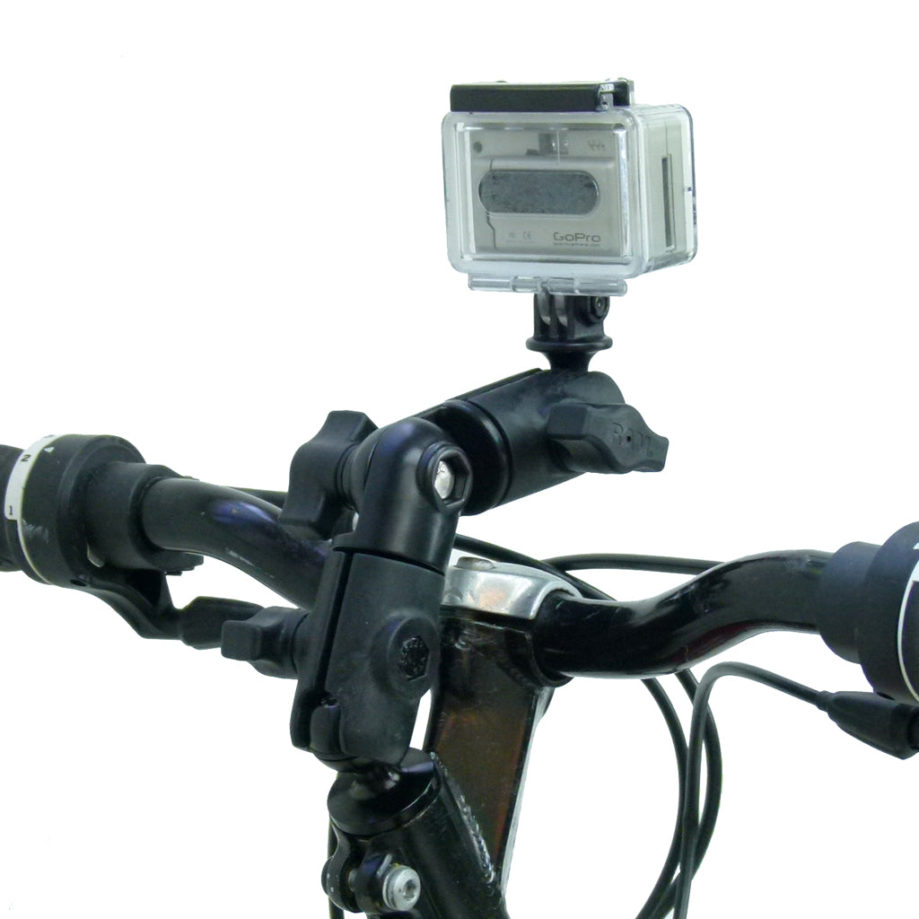 Bicycle 1inch Ball Head Stem Mount with Double Socket Swivel Arm and GoPro Hero Camera Adapter (sku 30646)