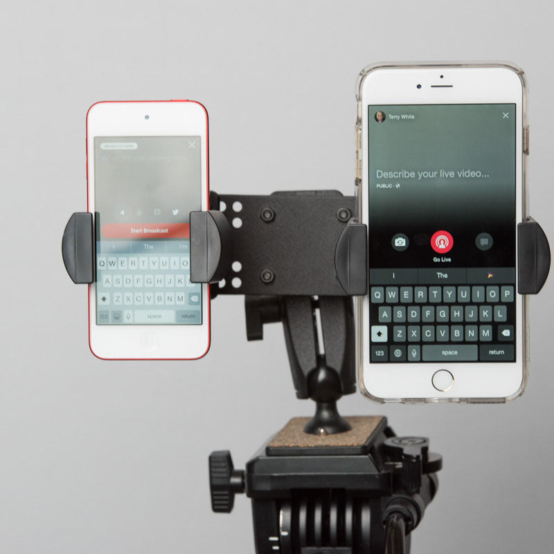 TWBRV02 ARKON TW Broadcaster Pro - Dual Smartphone Tripod Mount or Monopod for Live Mobile Broadcasting (sku 33003)