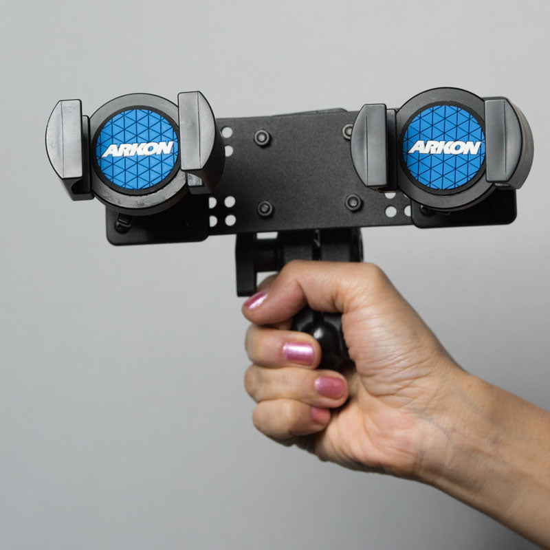TWBRV02 ARKON TW Broadcaster Pro - Dual Smartphone Tripod Mount or Monopod for Live Mobile Broadcasting (sku 33003)