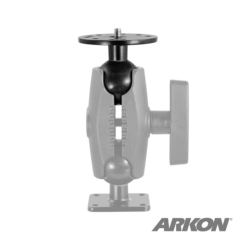 Arkon AP38CM1420 Robust Circular Metal 38mm (1.5 inch) Ball to 1/4”-20 Camera Bolt Adapter (sku 57110)