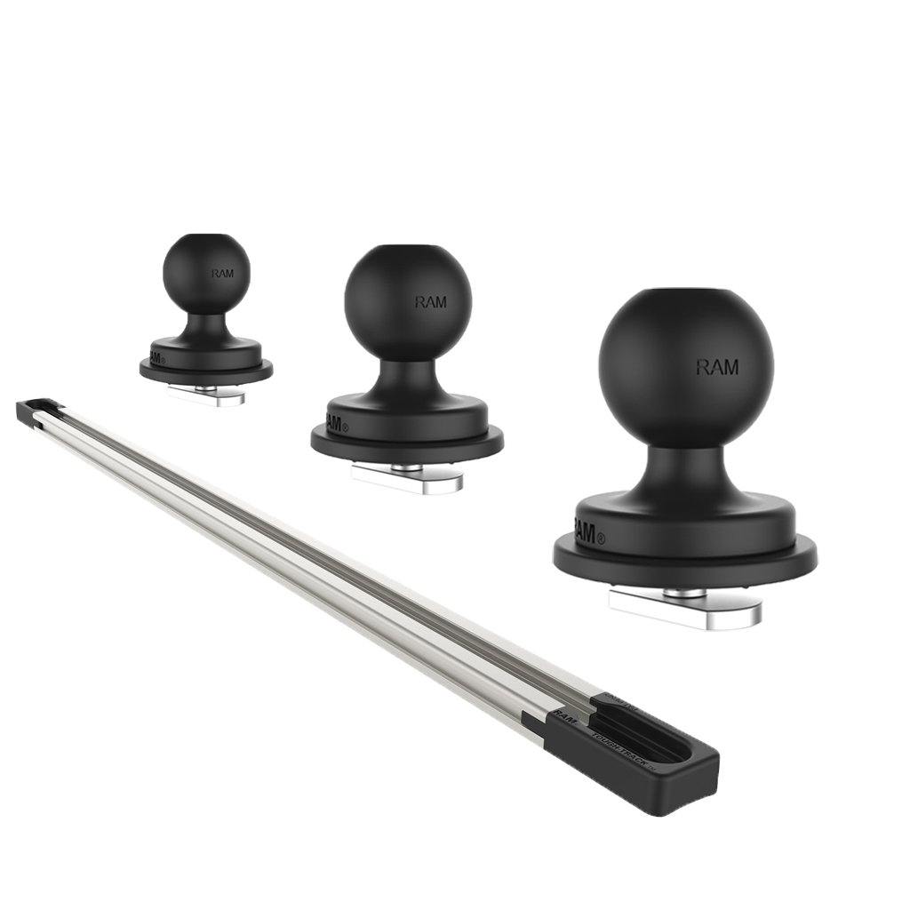 17" (43.18cm) End Loading Aluminum Track Base with 3 x 1" Ball for Fleet Vehicles (sku 56119) - BuyBits Ltd UK