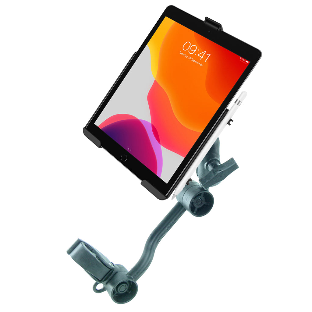 Wheelchair Heavy-Duty Clamp Mount with Dedicated Cradle for iPad 7th &amp; 8th Gen (sku 57073)