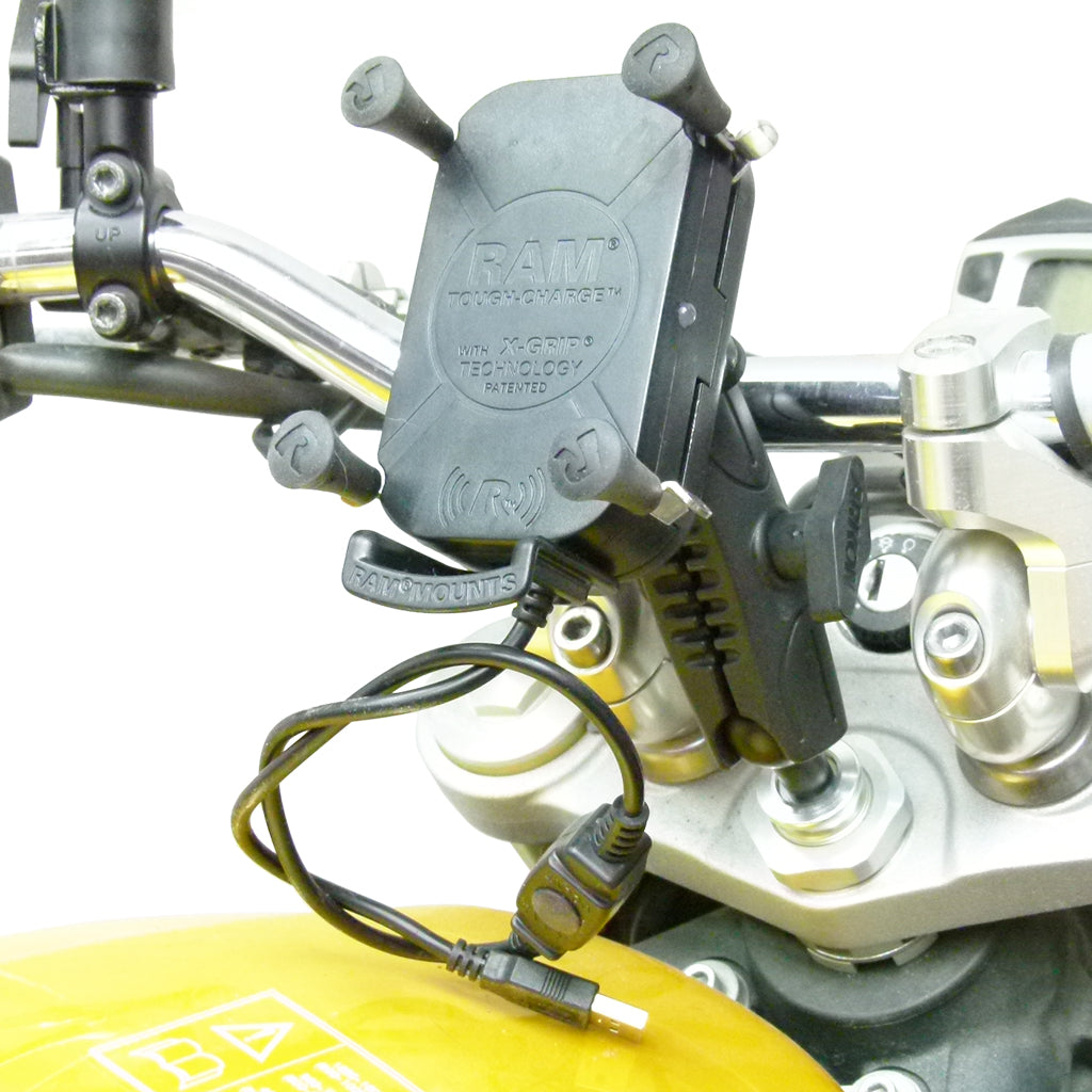 13.3-14.7mm (0.52-0.85") Extended Wireless Waterproof Tough Charging Motorcycle Mount (sku 57092)