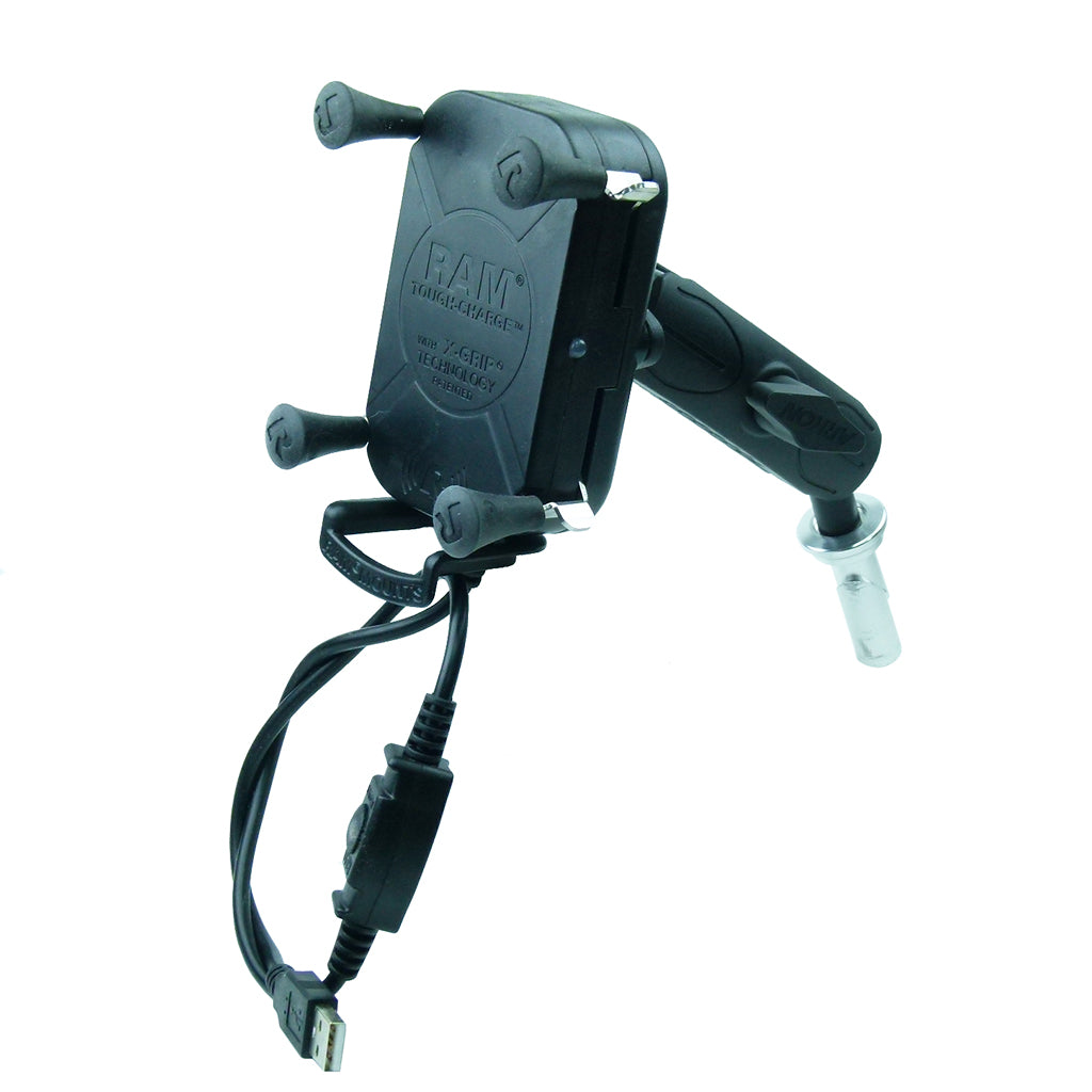 13.3-14.7mm (0.52-0.85") Extended Wireless Waterproof Tough Charging Motorcycle Mount (sku 57092)