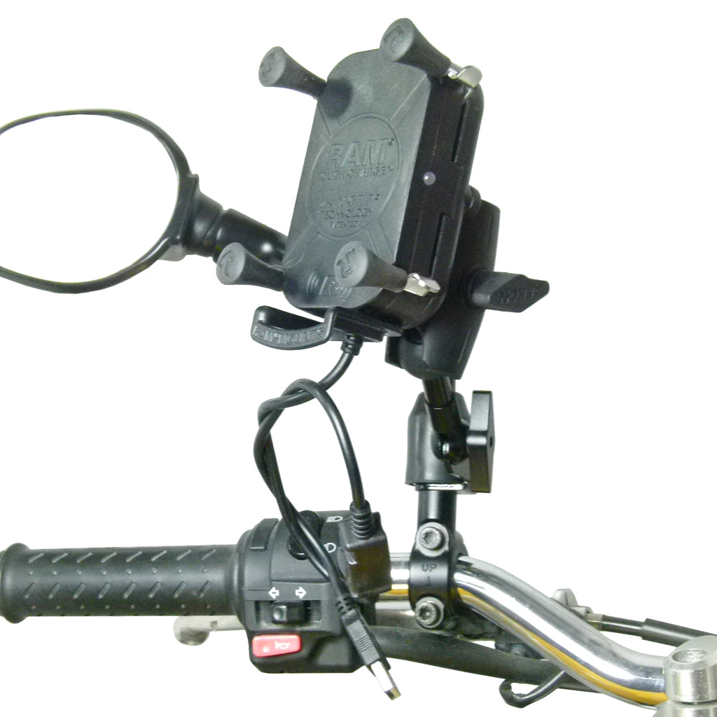 Extended M8 / M10 Wireless Waterproof Tough Charging Motorcycle Mount (sku 57096)