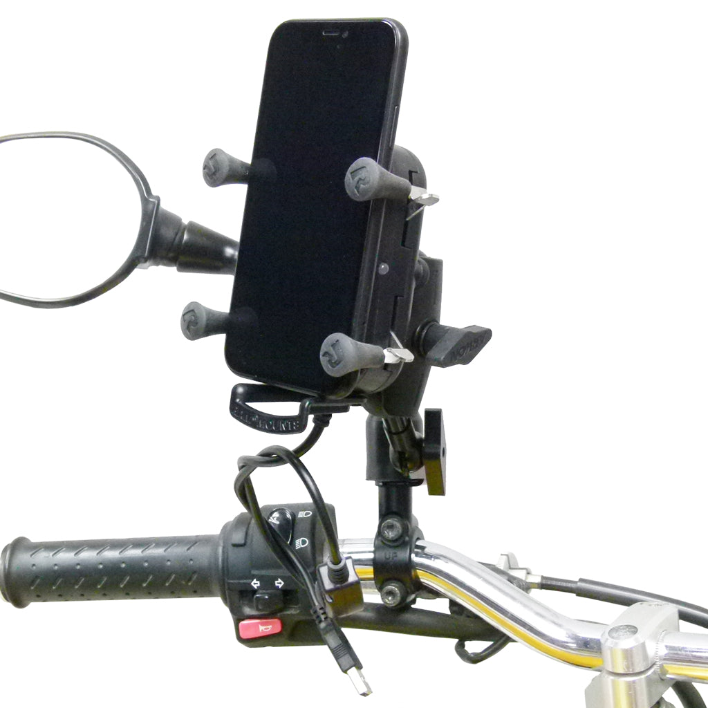 Extended M8 / M10 Wireless Waterproof Tough Charging Motorcycle Mount (sku 57096)
