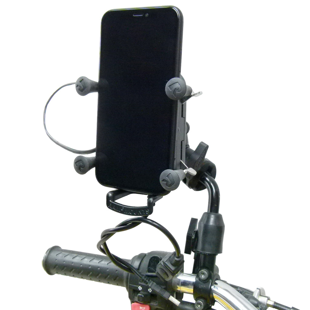 Extended Wireless Waterproof Tough Charging Motorcycle Mirror Mount (sku 57098)