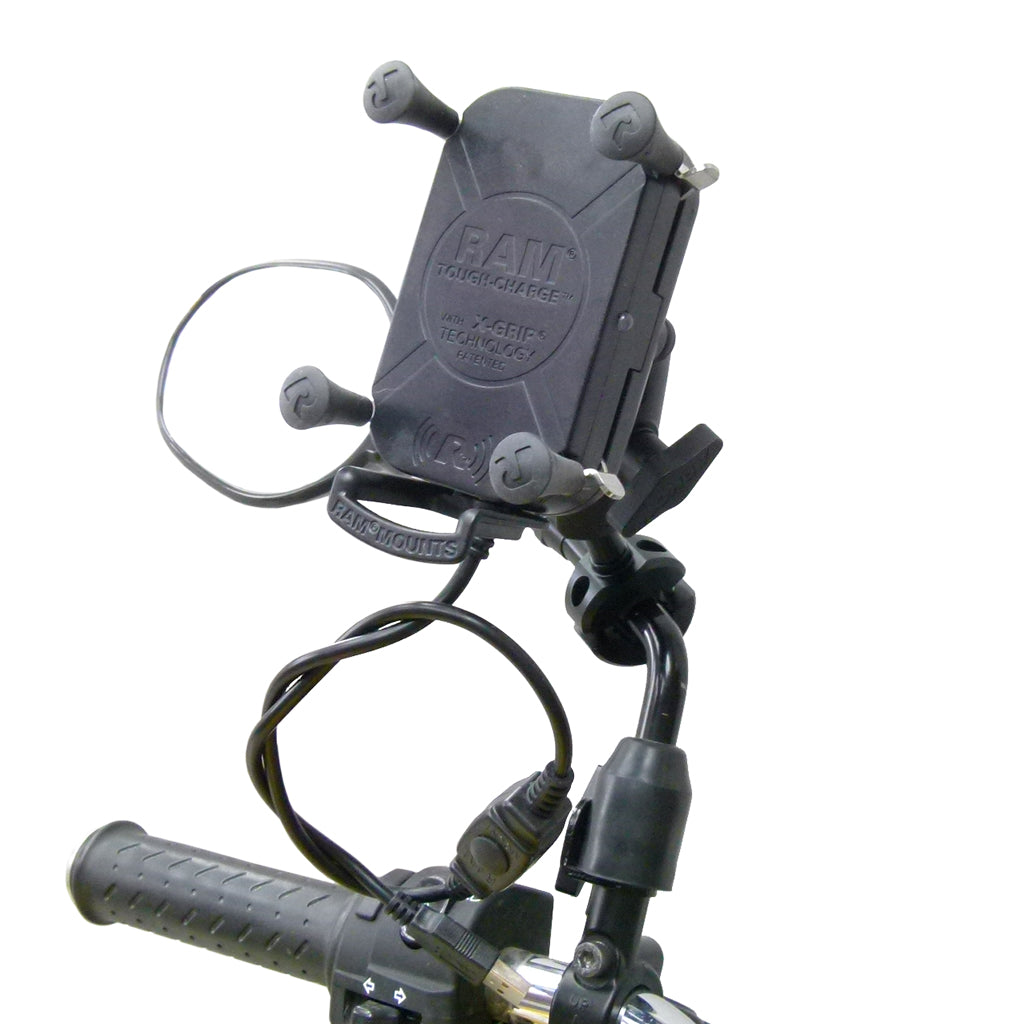 Extended Wireless Waterproof Tough Charging Motorcycle Mirror Mount (sku 57098)