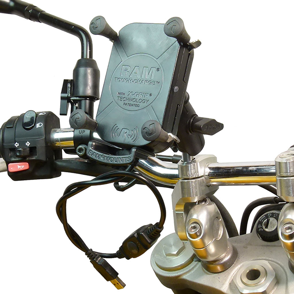 Extended Wireless Waterproof Tough Charging M8 Motorcycle Mount (sku 57100)